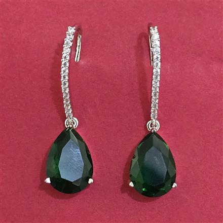 American Diamond Short Earring with Rhodium Plating