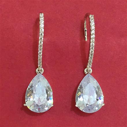 American Diamond Short Earring with Rhodium Plating