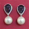 American Diamond Pearl Earring with Rhodium Plating