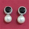 American Diamond Pearl Earring with Rhodium Plating