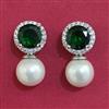 American Diamond Pearl Earring with Rhodium Plating
