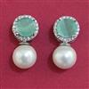 American Diamond Pearl Earring with Rhodium Plating