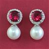 American Diamond Pearl Earring with Rhodium Plating