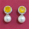 American Diamond Pearl Earring with Rhodium Plating