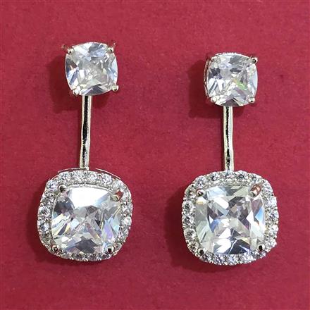 American Diamond Classic Earring with Rhodium Plating