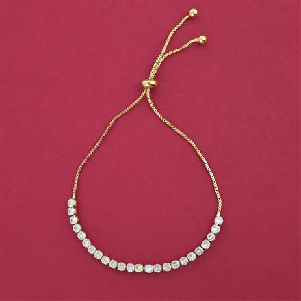 American Diamond Adjustable Bracelet with Rhodium Plating 2 Tone Plating