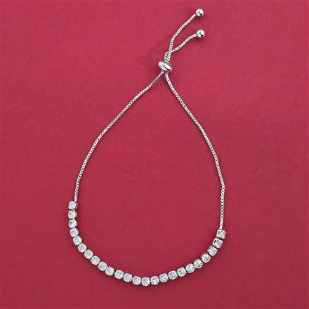 American Diamond Adjustable Bracelet with Rhodium Plating 2 Tone Plating
