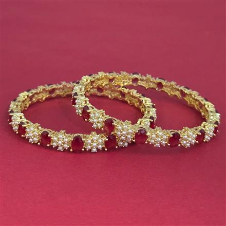 American Diamond 2 Pc Pearl Bangles with Gold Plating
