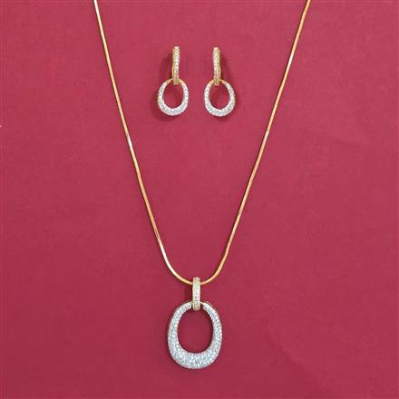 American Diamond Classic Pendant Set with 2 Tone Plating