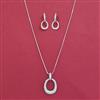 American Diamond Classic Pendant Set with Rhodium Plating