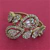 American Diamond Adjustable Ring with Rhodium Plating 2 Tone Plating Mehndi Plating