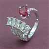 American Diamond Adjustable Ring With Rhodium Plating