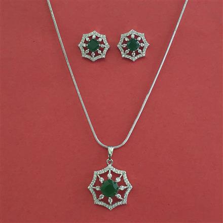 American Diamond Classic Pendant Set with Rhodium Plating
