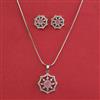 American Diamond Classic Pendant Set with Rhodium Plating