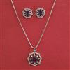 American Diamond Classic Pendant Set with Rhodium Plating
