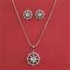 American Diamond Classic Pendant Set with Rhodium Plating