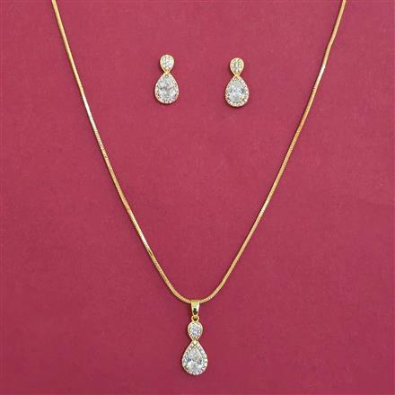 American Diamond Delicate Pendant Set with Rhodium Plating Gold Plating