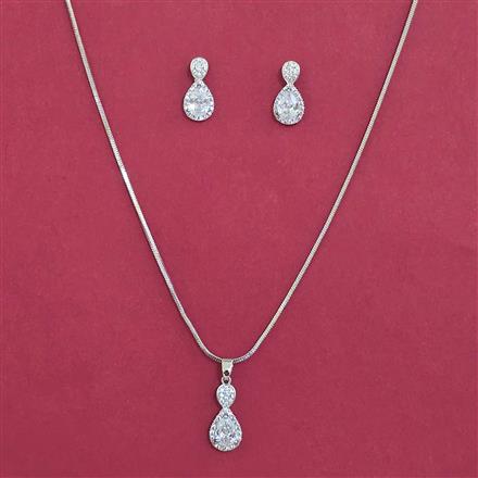 American Diamond Delicate Pendant Set with Rhodium Plating Gold Plating