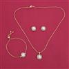 American Diamond Combo Pendant Set with Rhodium Plating Gold Plating