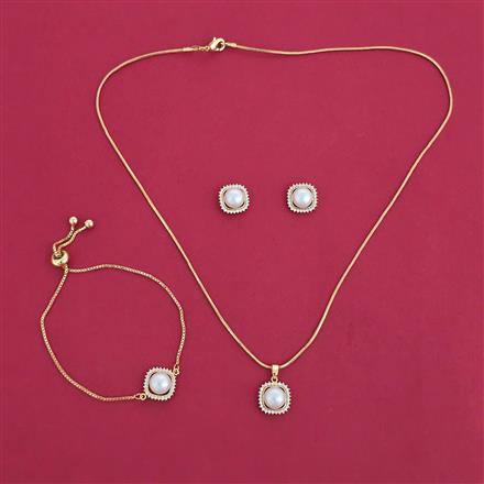 American Diamond Combo Pendant Set with Rhodium Plating Gold Plating