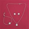 American Diamond Combo Pendant Set with Rhodium Plating Gold Plating