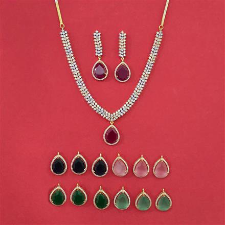 American Diamond Changeable Necklace with 2 Tone Plating