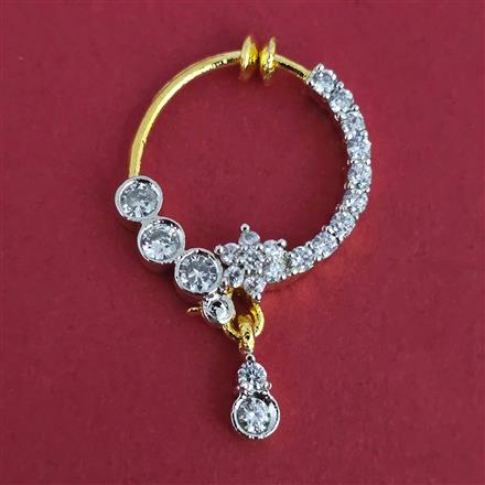 American Diamond Classic Nose Ring with Rhodium Plating 2 Tone Plating Mehndi Plating