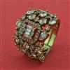 American Diamond Adjustable Ring with Rhodium Plating 2 Tone Plating Mehndi Plating