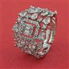 American Diamond Adjustable Ring with Rhodium Plating 2 Tone Plating Mehndi Plating