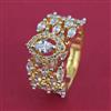 American Diamond Adjustable Ring with Rhodium Plating 2 Tone Plating Mehndi Plating