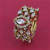 American Diamond Adjustable Ring with Rhodium Plating 2 Tone Plating Mehndi Plating
