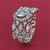 American Diamond Adjustable Ring with Rhodium Plating 2 Tone Plating Mehndi Plating