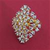 American Diamond Adjustable Ring with Rhodium Plating 2 Tone Plating Mehndi Plating