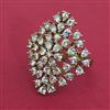 American Diamond Adjustable Ring with Rhodium Plating 2 Tone Plating Mehndi Plating