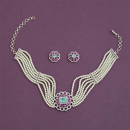 American Diamond Choker Necklace with Carat Plating