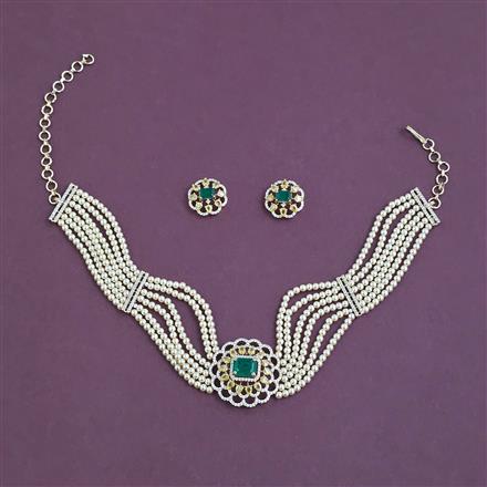 American Diamond Choker Necklace with Carat Plating