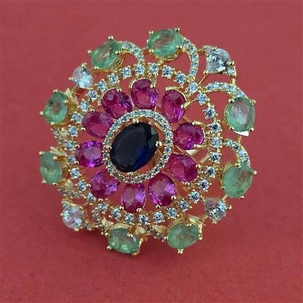 American Diamond Adjustable Ring with Carat Plating