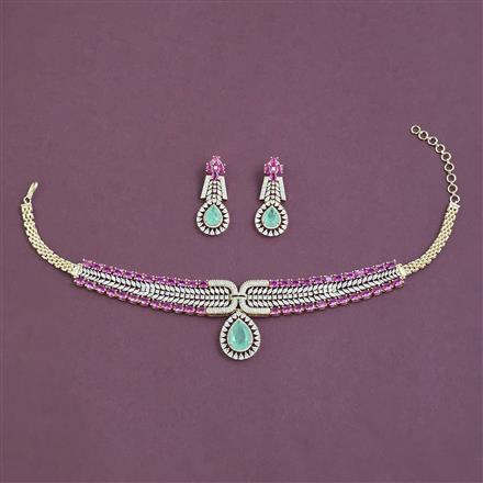 American Diamond Choker Necklace with Carat Plating