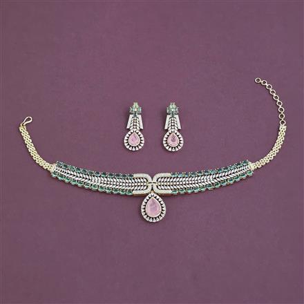 American Diamond Choker Necklace with Carat Plating