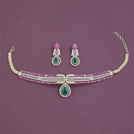 American Diamond Choker Necklace with Carat Plating