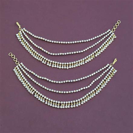 American Diamond Classic Ear Chain with Rhodium Plating 2 Tone Plating Mehndi Plating