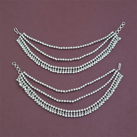 American Diamond Classic Ear Chain with Rhodium Plating 2 Tone Plating Mehndi Plating