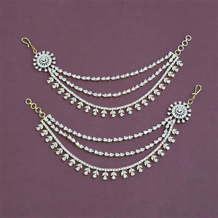 American Diamond Classic Ear Chain with Rhodium Plating 2 Tone Plating Mehndi Plating