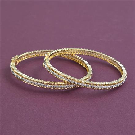 American Diamond 2 Pc Openable Bangles with 2 Tone Plating