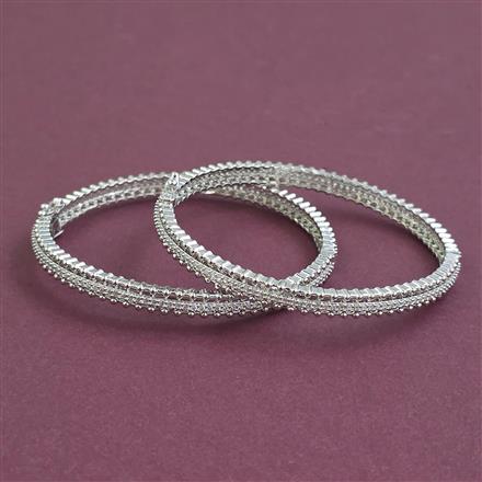 American Diamond 2 Pc Openable Bangles with Rhodium Plating