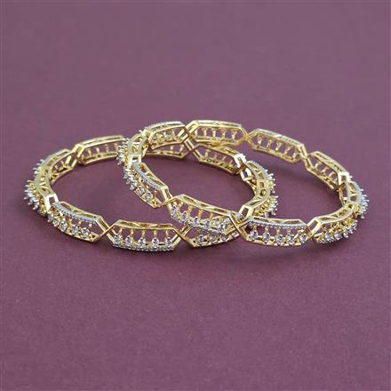 American Diamond 2 Pc Classic Bangles with 2 Tone Plating