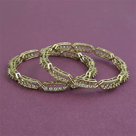 American Diamond 2 Pc Classic Bangles with Mehndi Plating