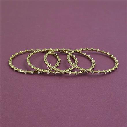 American Diamond 4 Pc Classic Bangles with Mehndi Plating