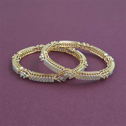 American Diamond 2 Pc Classic Bangles with 2 Tone Plating