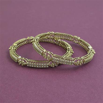 American Diamond 2 Pc Classic Bangles with Mehndi Plating